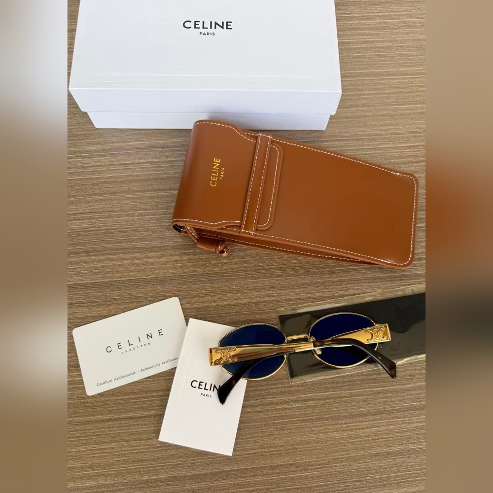 Celine Triomphe Gold Metal Sunglasses - Picture 4 of 13
